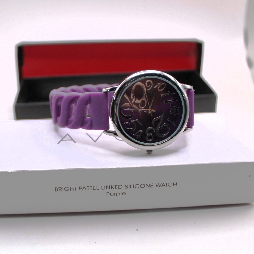 Avon Bright Pastel Linked Silicone Watch Purple - Picture 3 of 7